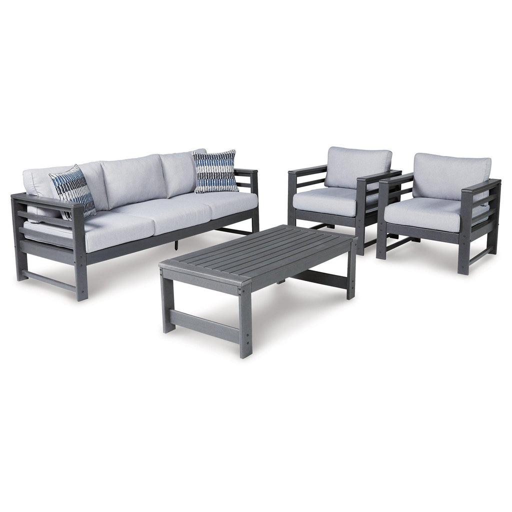 Amora Outdoor Sofa, 2 Lounge Chairs and Coffee Table Ash-P417P2