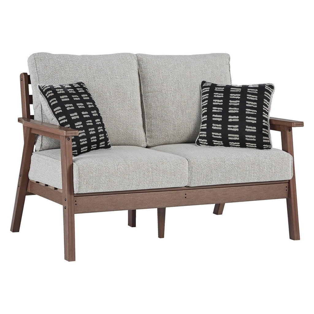 Emmeline Outdoor Loveseat, 2 Lounge Chairs and Coffee Table Ash-P420P1