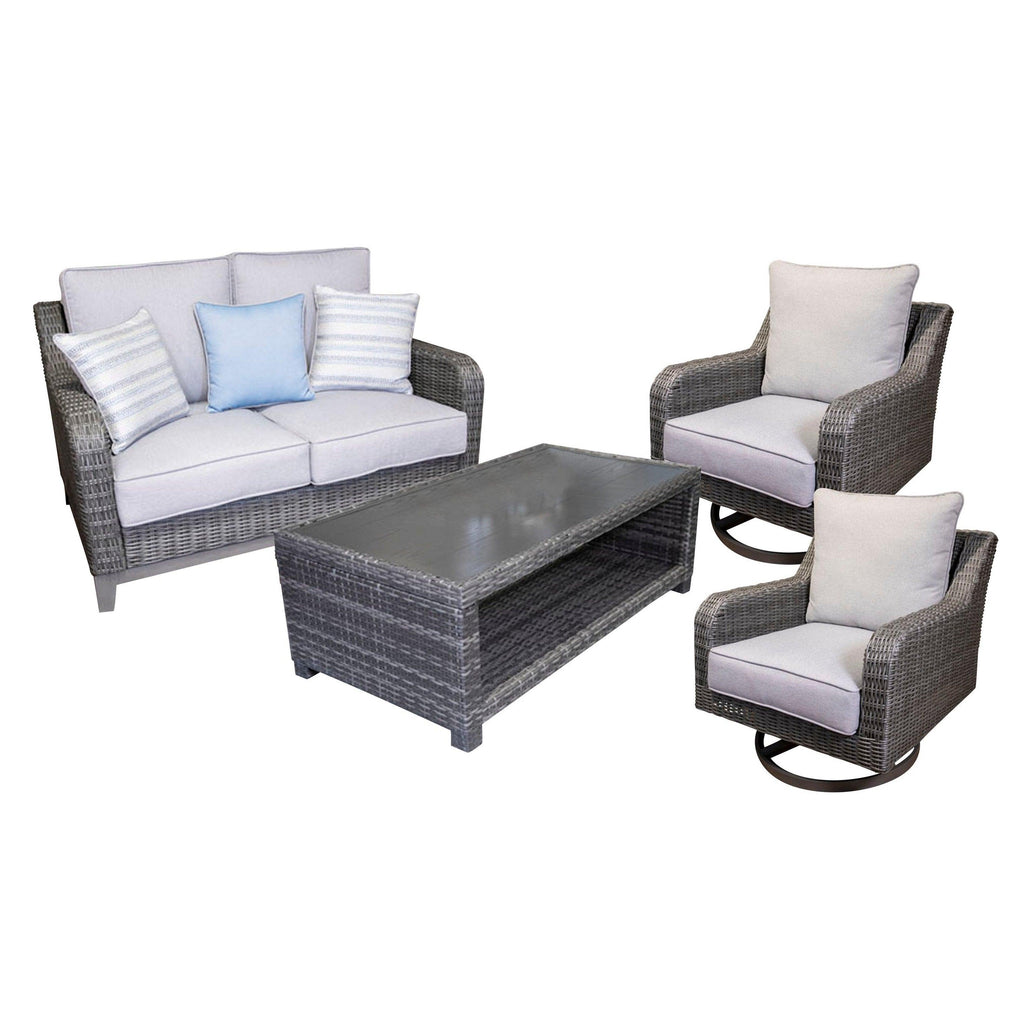 Elite Park Outdoor Loveseat, 2 Lounge Chairs and Coffee Table Ash-P518P1