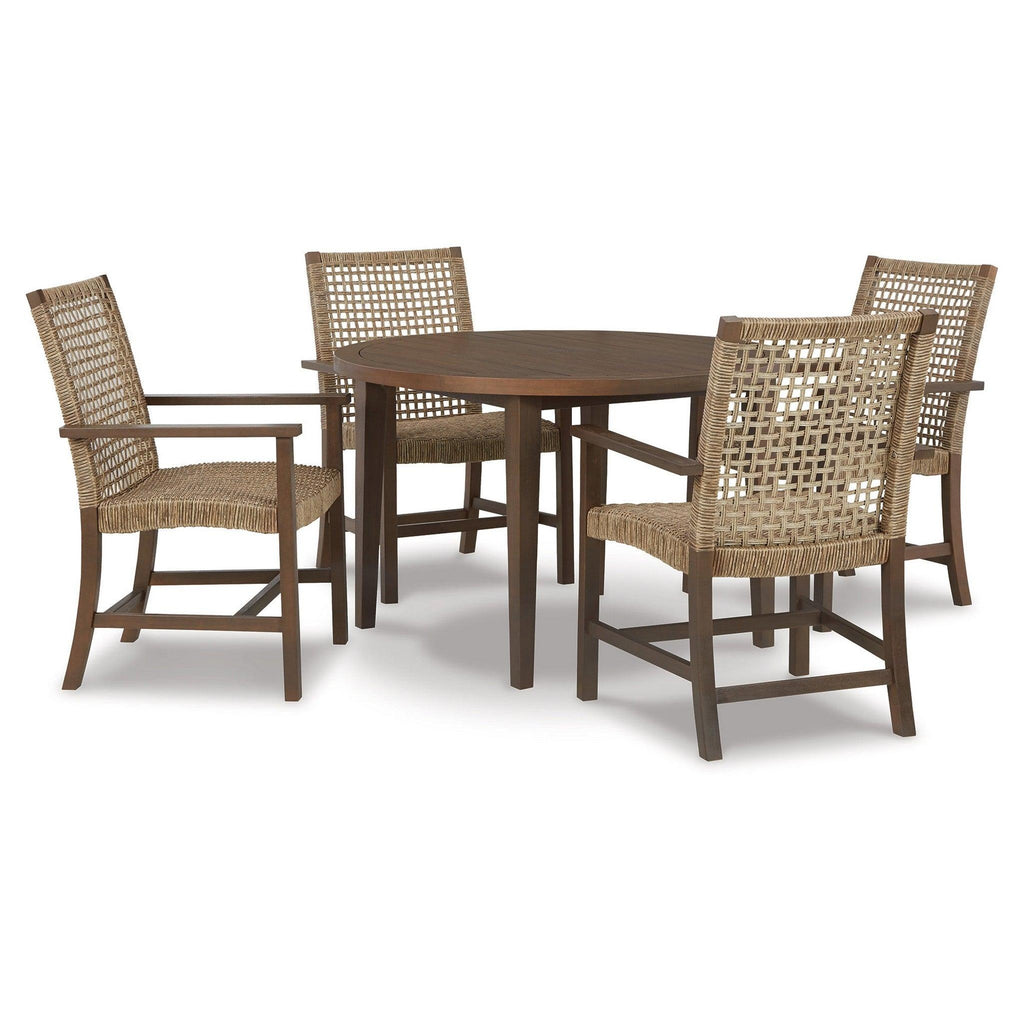 Germalia Outdoor Dining Table with 4 Chairs Ash-P730P1
