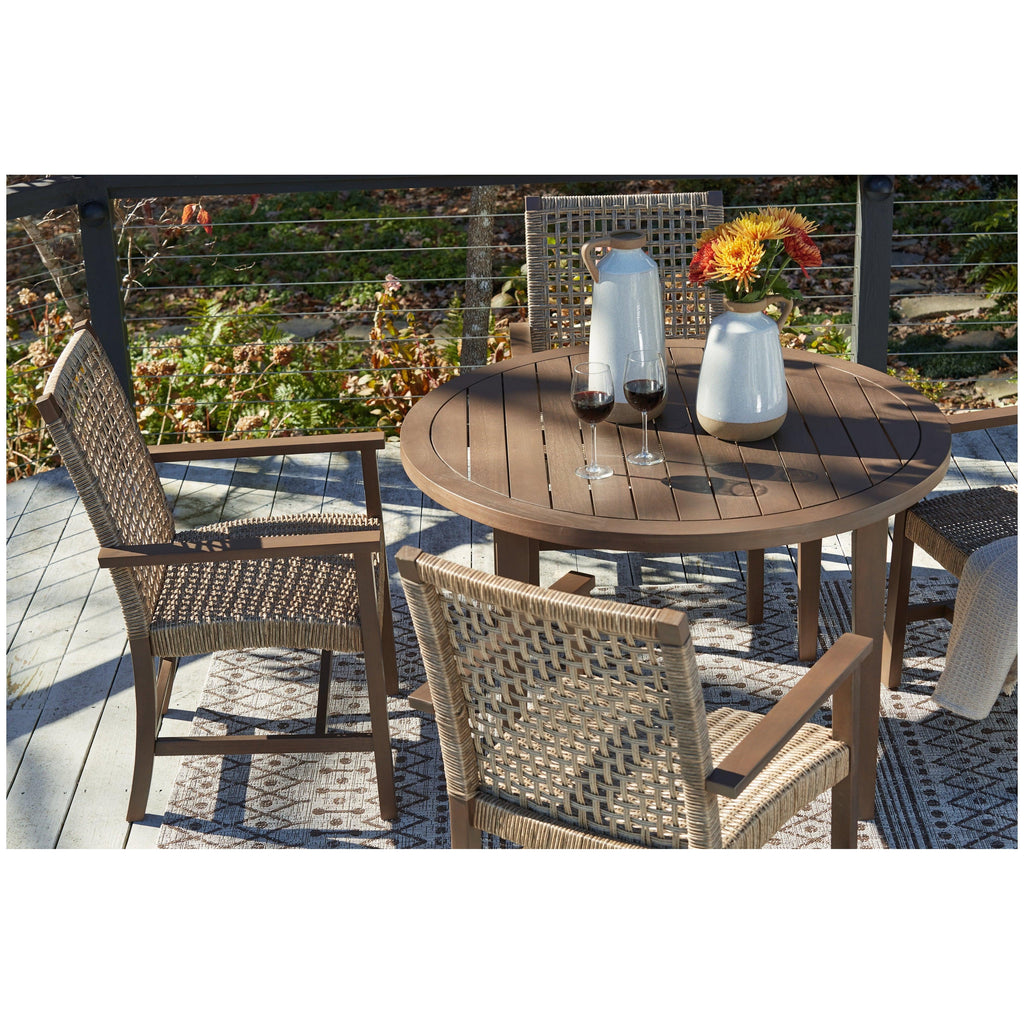 Germalia Outdoor Dining Table with 4 Chairs Ash-P730P1
