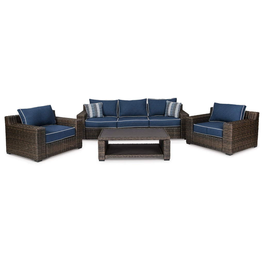 Grasson Lane Outdoor Sofa, 2 Lounge Chairs and Coffee Table Ash-P783P2
