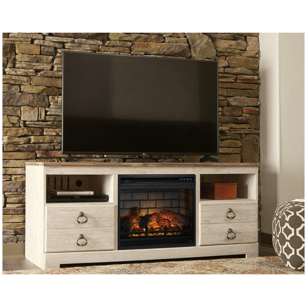 Willowton 64" TV Stand with Electric Fireplace Ash-W267W8