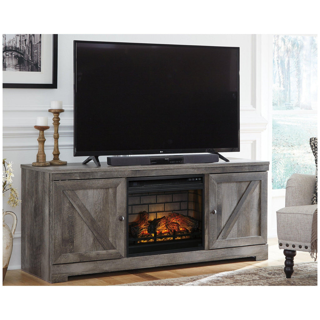 Wynnlow 63" TV Stand with Electric Fireplace Ash-W440W9