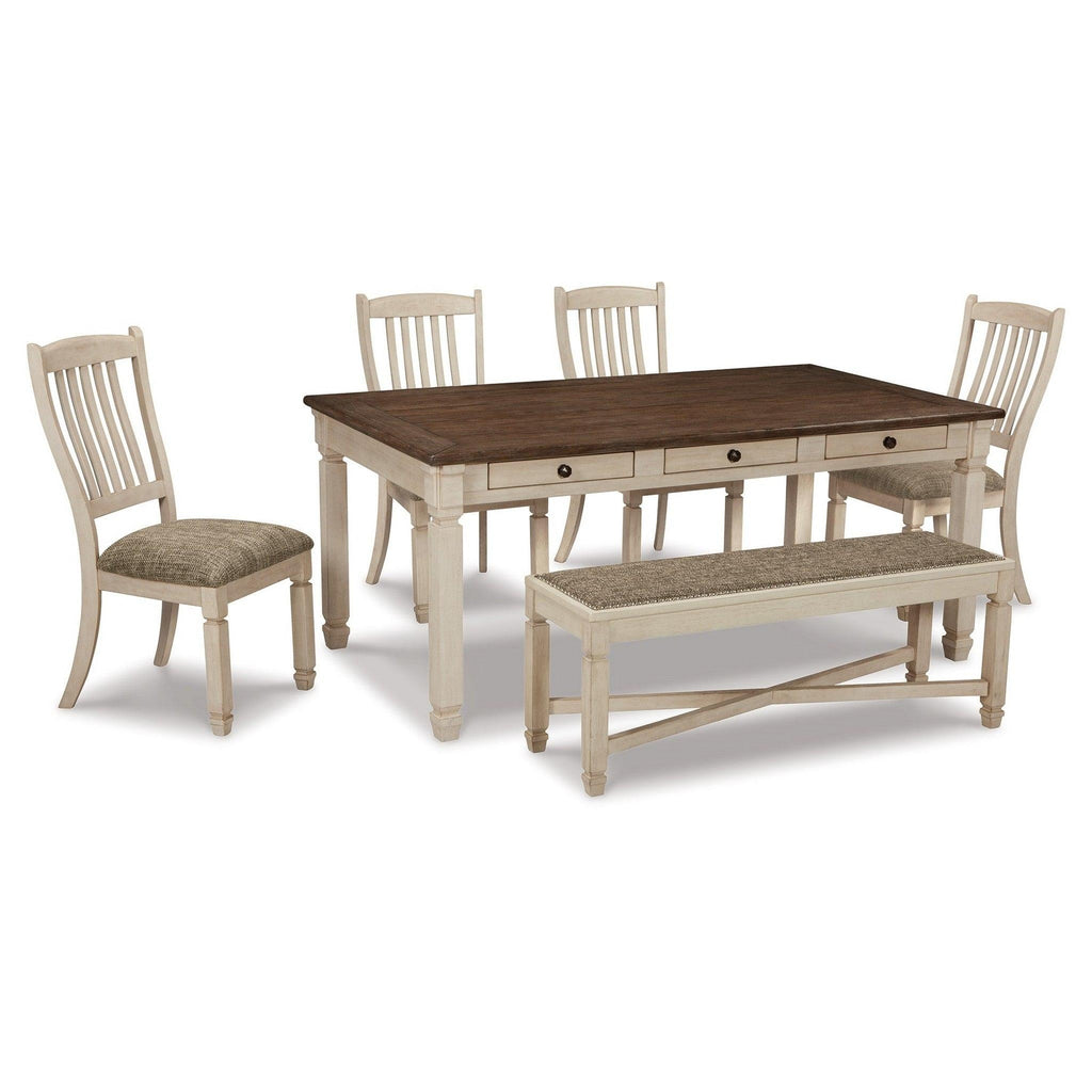 Bolanburg Dining Table with 4 Chairs and Bench Ash-D647D2