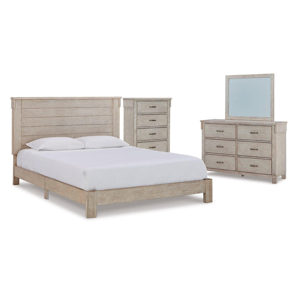 Hollentown Queen Panel Bed, Dresser, Mirror, and Chest Ash-B434B13