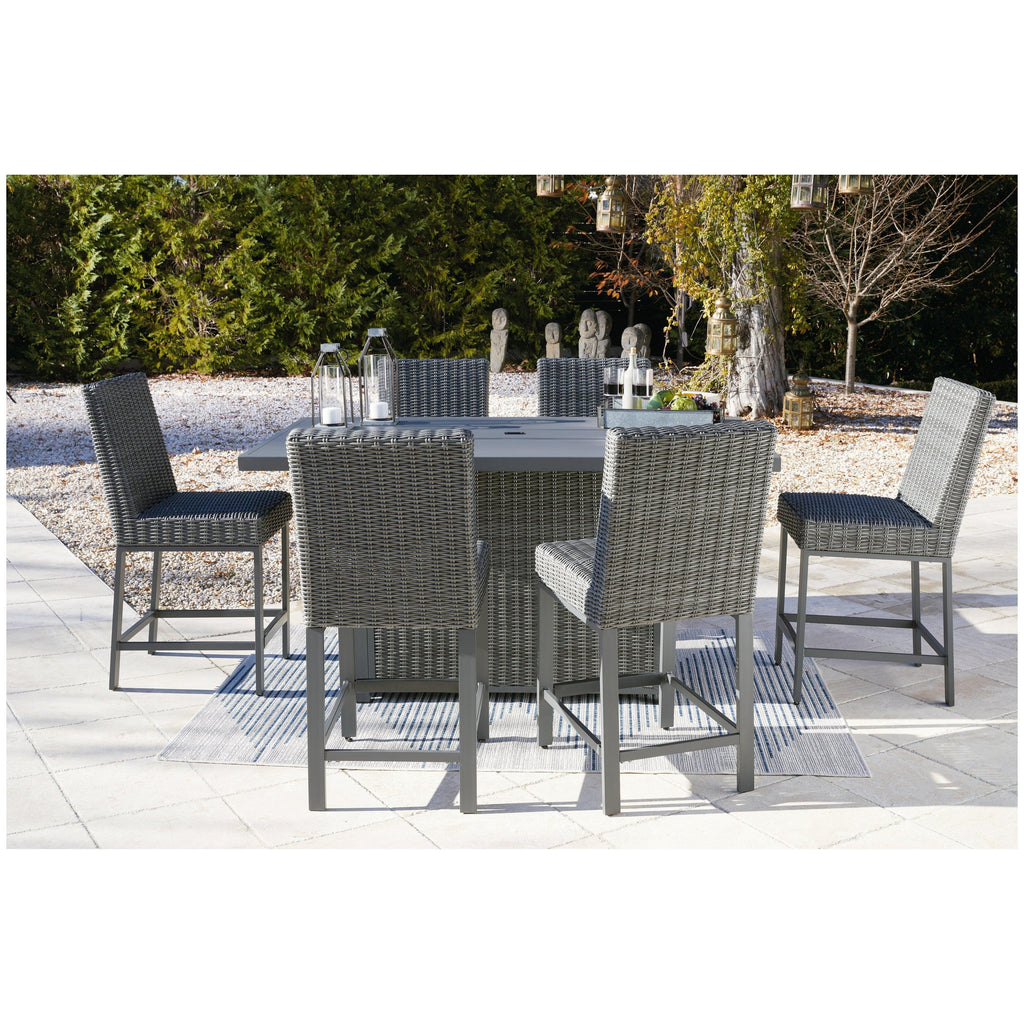 Palazzo Outdoor Counter Height Dining Table with 6 Barstools Ash-P520P2