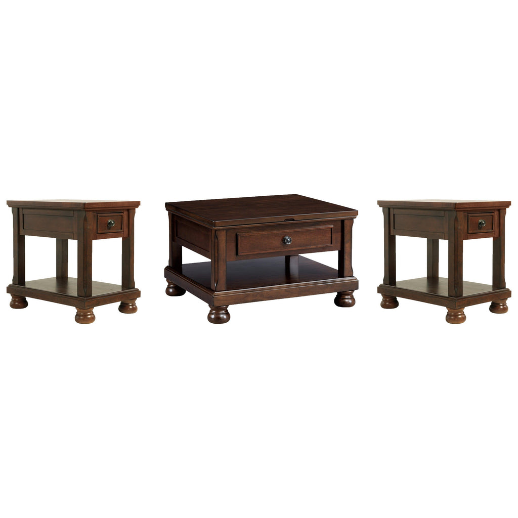 Porter Coffee Table and 2 Chairside End Tables Ash-T697T2