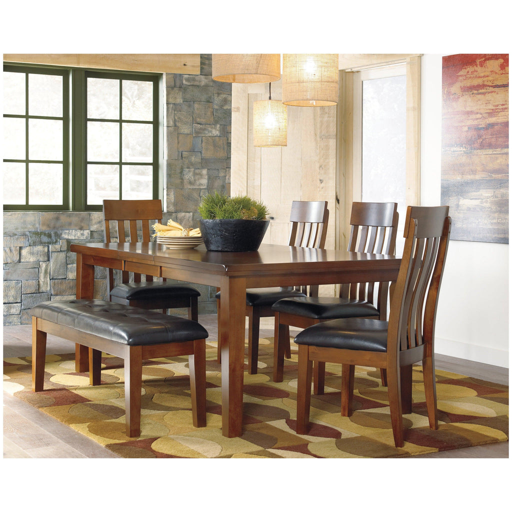 Ralene Dining Table and 4 Chairs and Bench Ash-D594D2