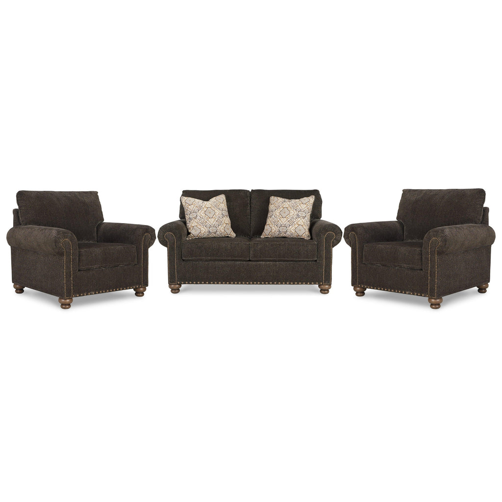 Stracelen Loveseat and 2 Chairs Ash-80603U3
