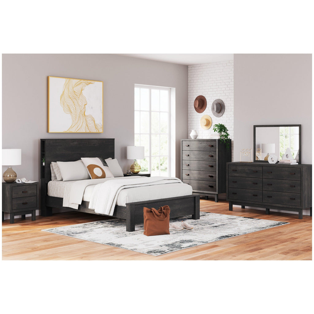 Toretto Queen Bookcase Bed, Dresser, Mirror, Chest and 2 Nightstands Ash-B1388B8
