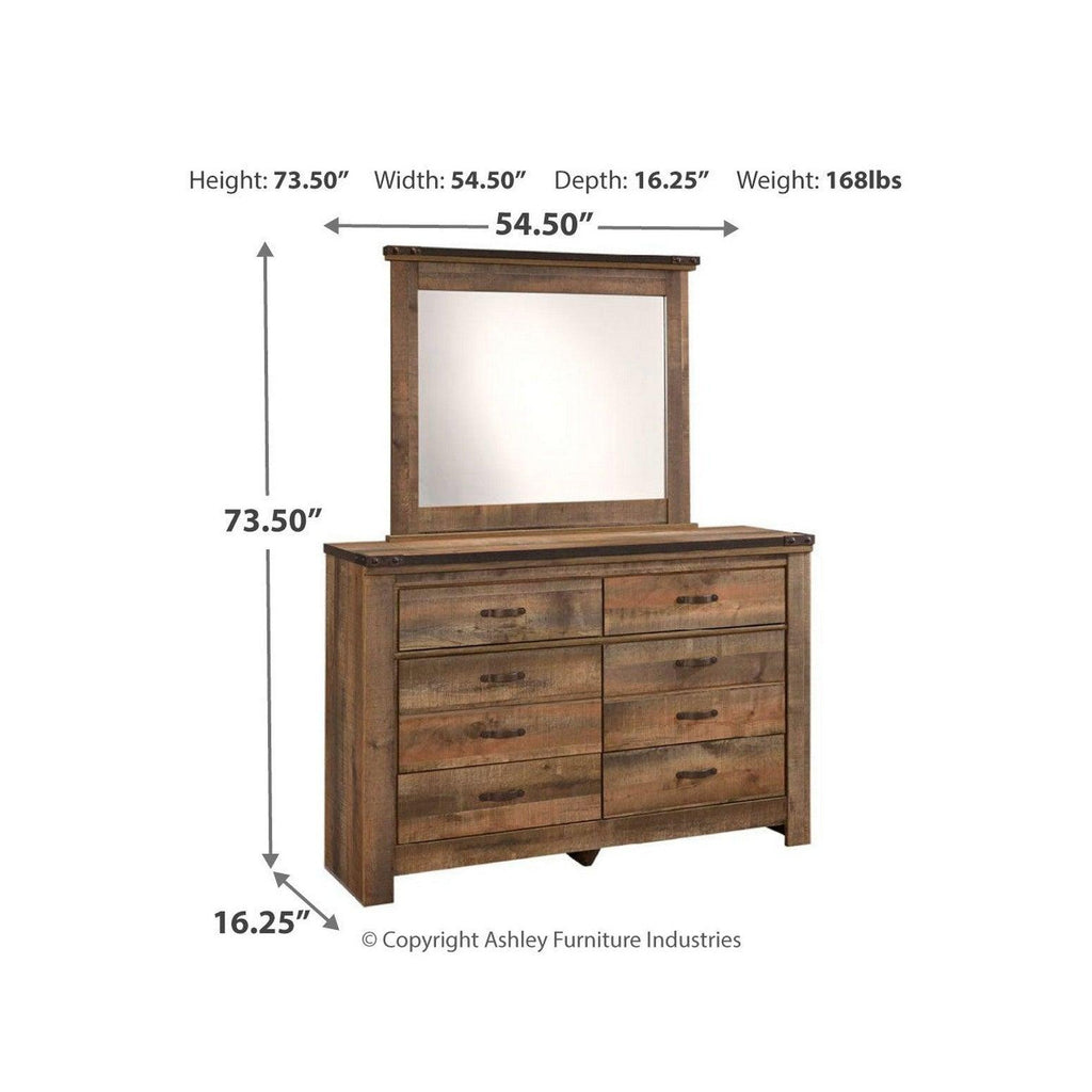 Trinell Twin Panel Bed with Mirrored Dresser Ash-B446B4