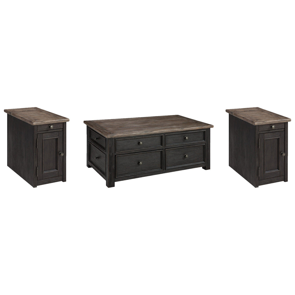 Tyler Creek Coffee Table and 2 Chairside End Tables Ash-T736T1