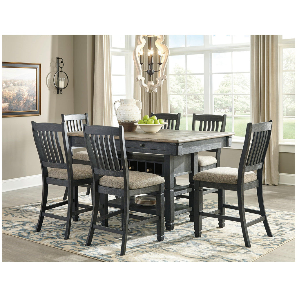Tyler Creek Counter Height Dining Table and 6 Barstools Ash-D736D5