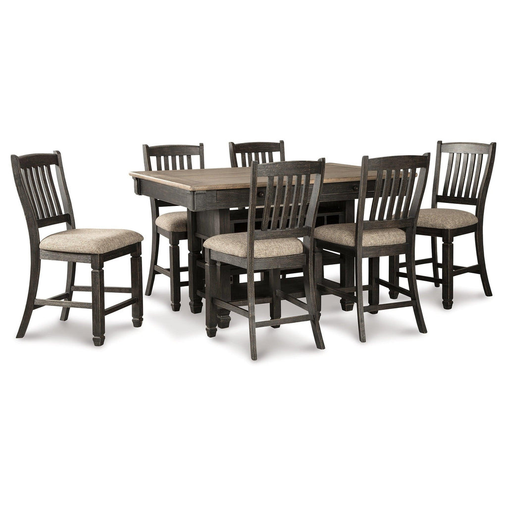 Tyler Creek Counter Height Dining Table and 6 Barstools Ash-D736D5