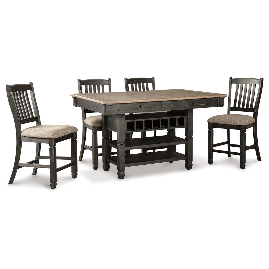 Tyler Creek Counter Height Dining Table with 4 Barstools Ash-D736D3
