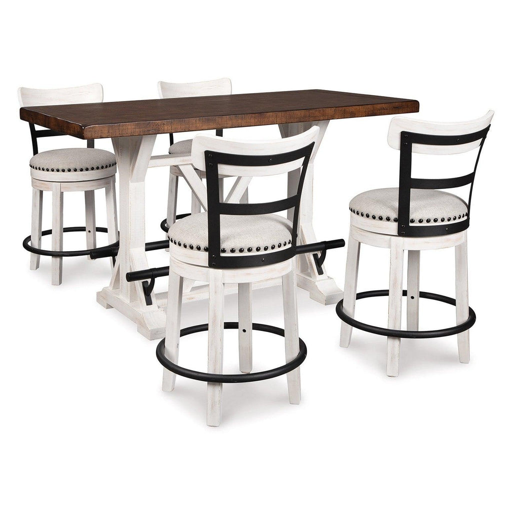 Valebeck Counter Height Dining Table and 4 Barstools Ash-D546D4