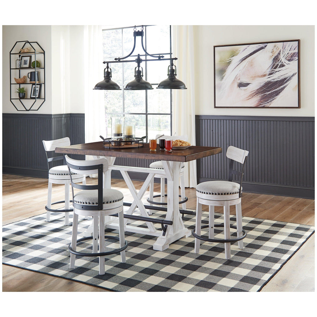 Valebeck Counter Height Dining Table and 4 Barstools Ash-D546D4