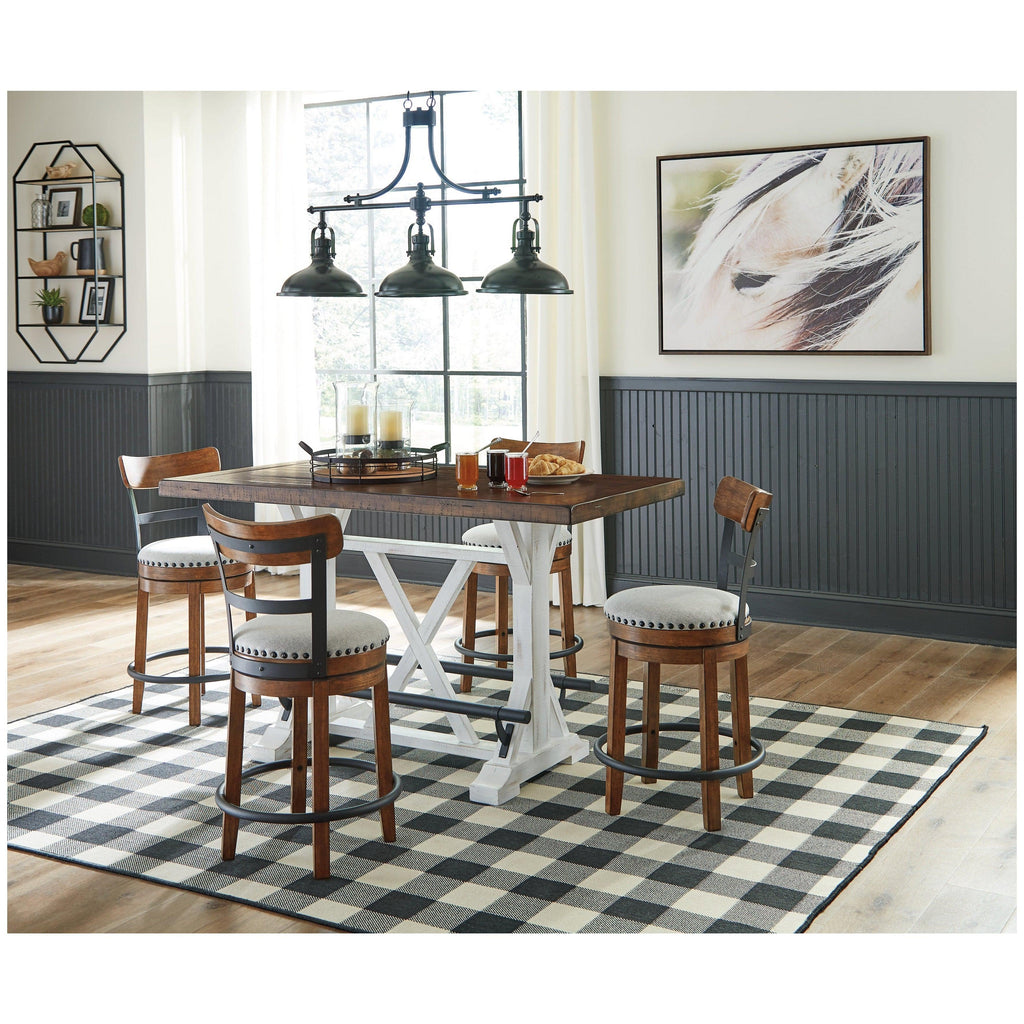 Valebeck Counter Height Dining Table and 4 Barstools Ash-D546D5