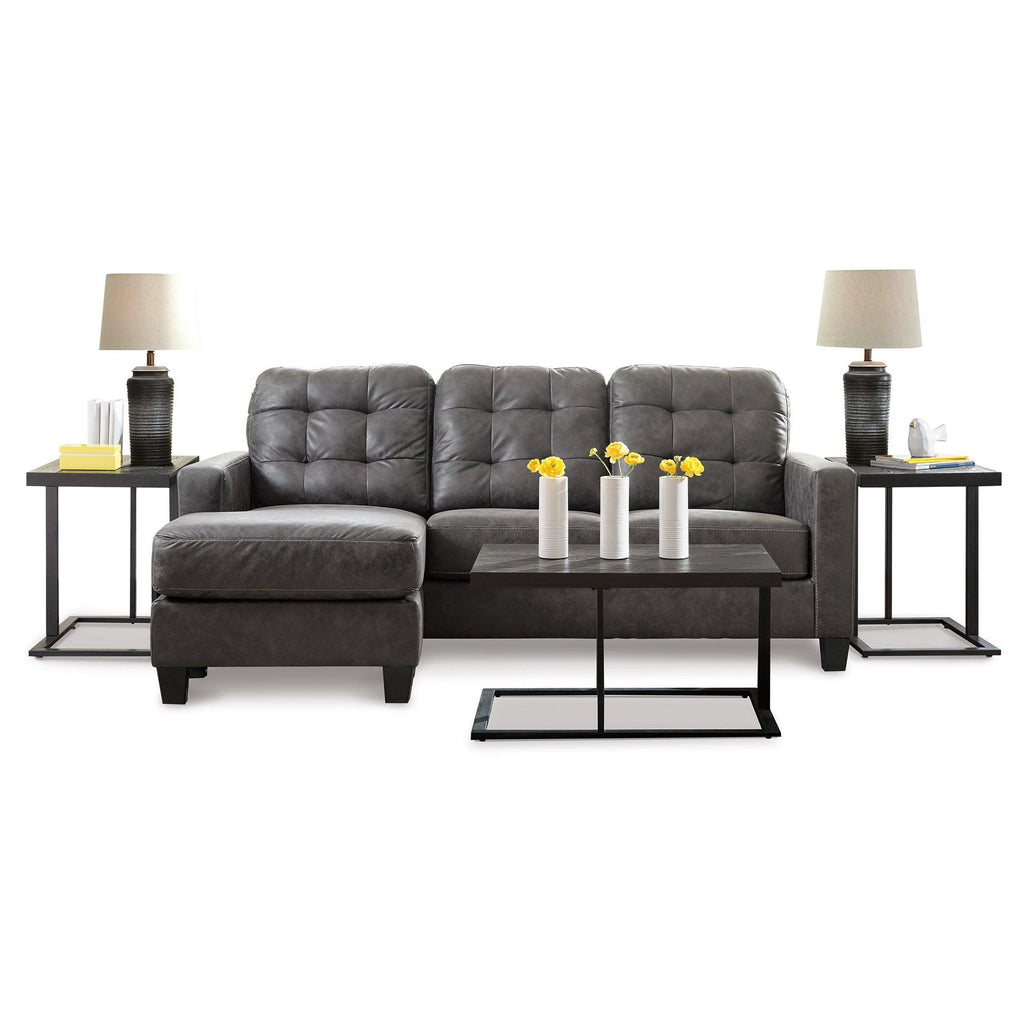 Venaldi Sofa Chaise with Occasional Table Set and Lamps Ash-91501U1