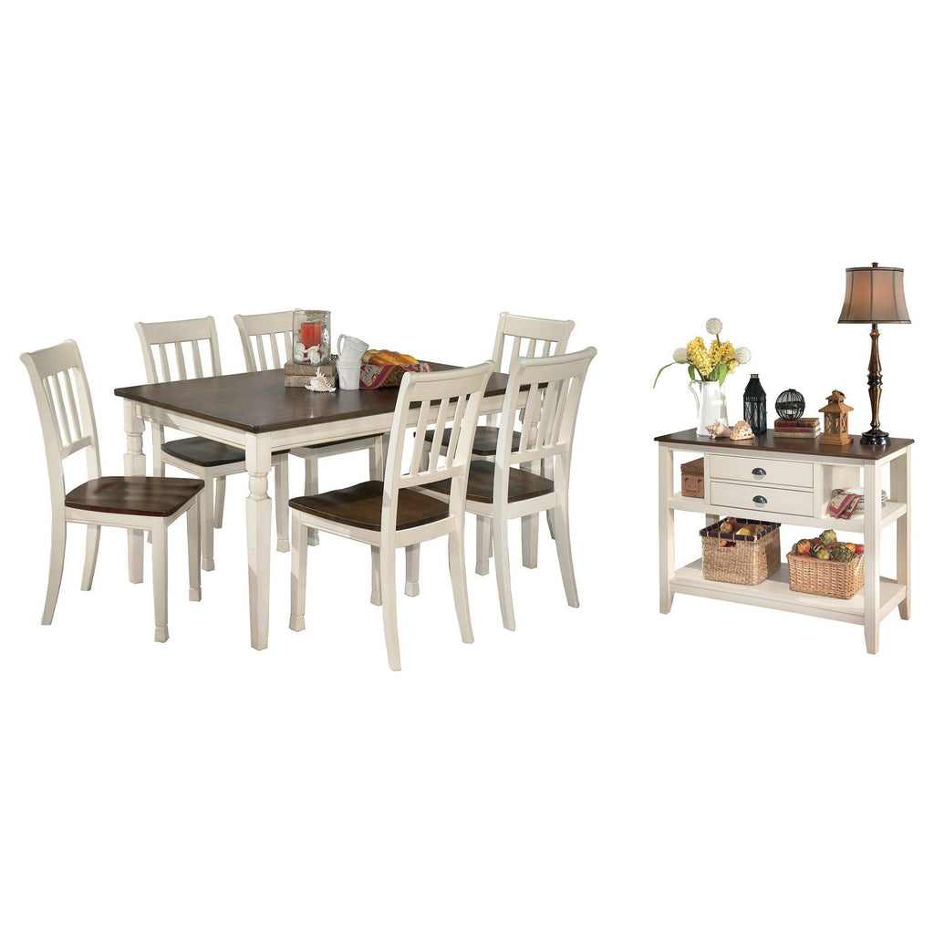 Whitesburg Dining Table and 6 Chairs with Server Ash-D583D23