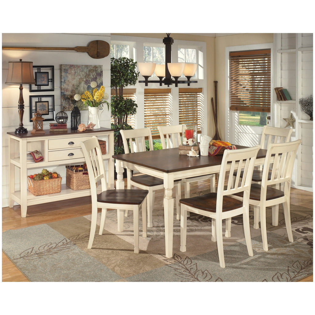 Whitesburg Dining Table and 6 Chairs with Server Ash-D583D23
