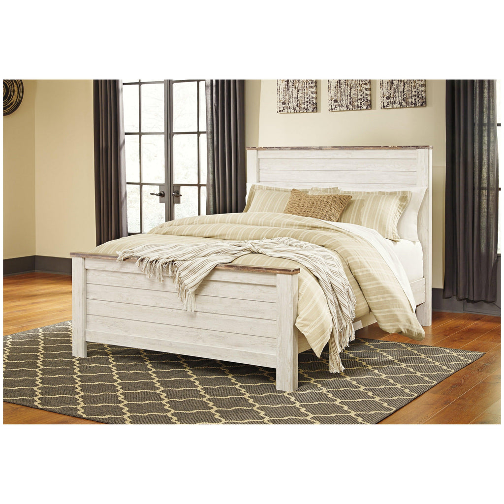 Willowton Queen Panel Bed, Dresser, Mirror and 2 Nightstands Ash-B267B35