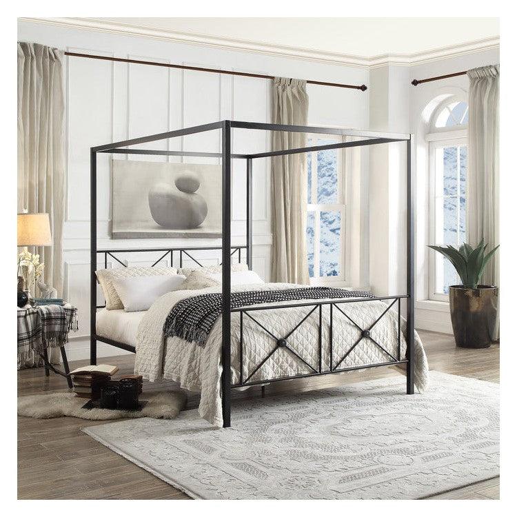 QUEEN SIZE CANOPY METAL BED, SQ POST, 3A 1759-1