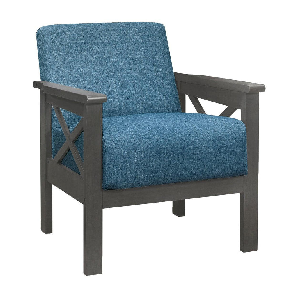 Accent Chair, X Arm, Blue 100% Polyester 1105BU-1