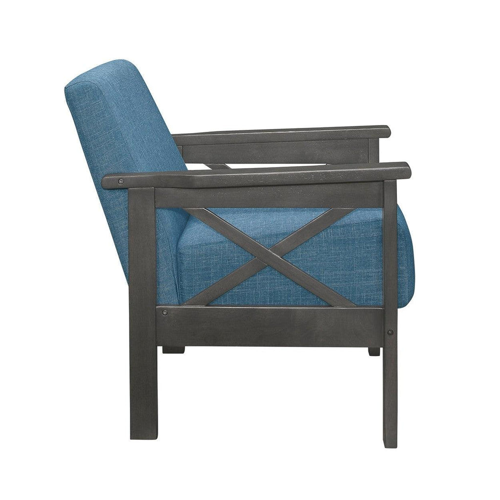 Accent Chair, X Arm, Blue 100% Polyester 1105BU-1