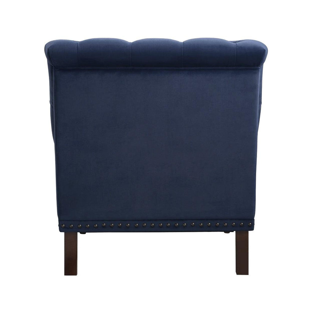 Tufted Accent Chair w/nailheads, Dark Blue 1201F3S