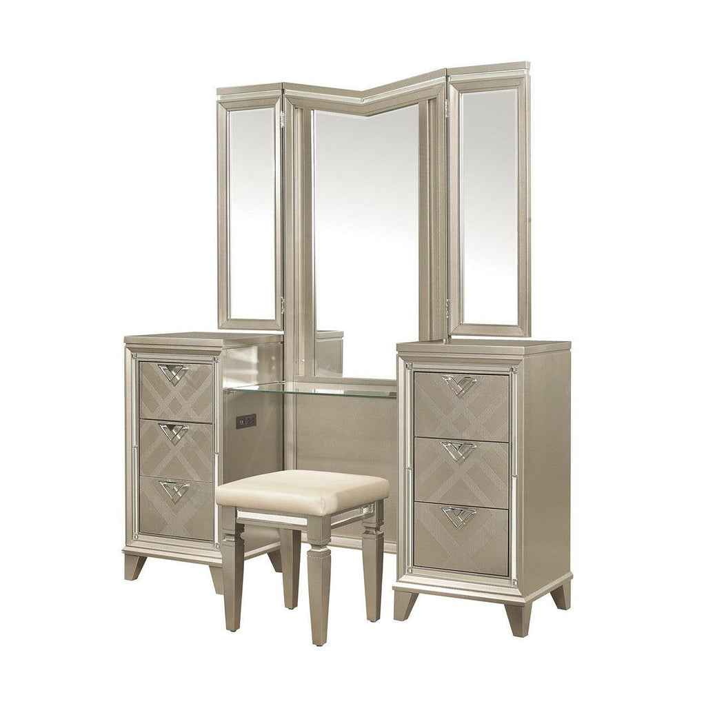 (3) Vanity Dresser with Mirror and LED Lighting 1522-15WF*
