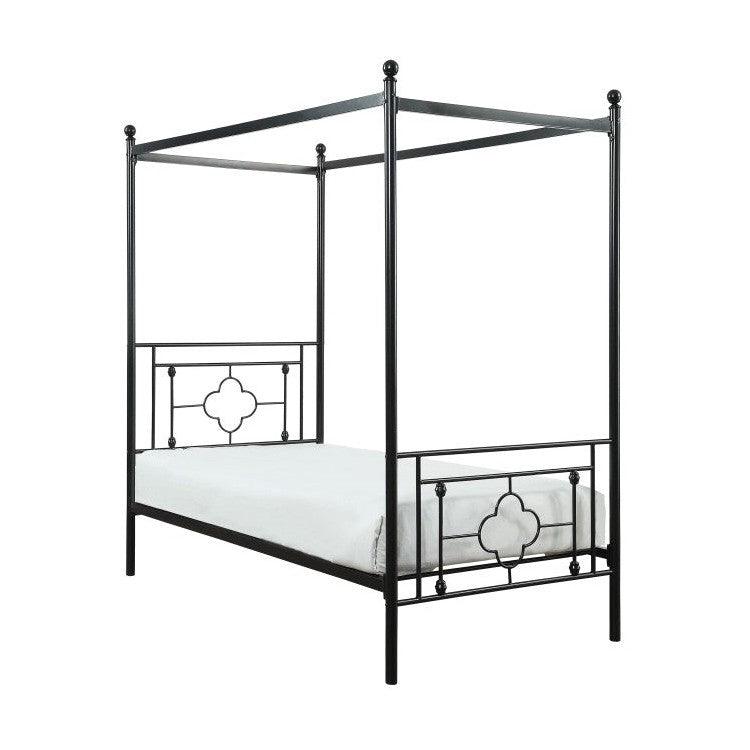 TWIN SIZE CANOPY METAL BED, ROUND POST,3A 1758T-1