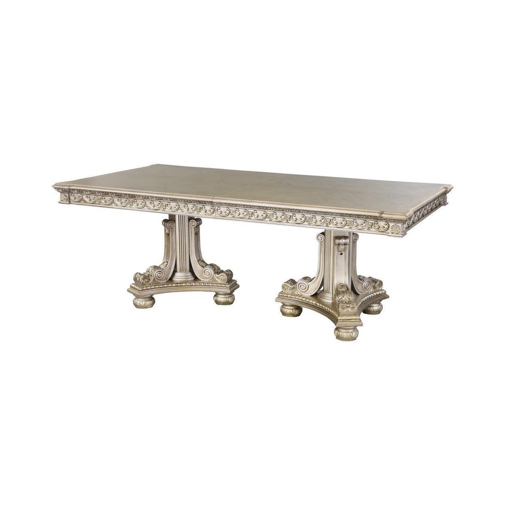 (2) Double Pedestal Table, Platinum Gold Finish 1824PG-112*