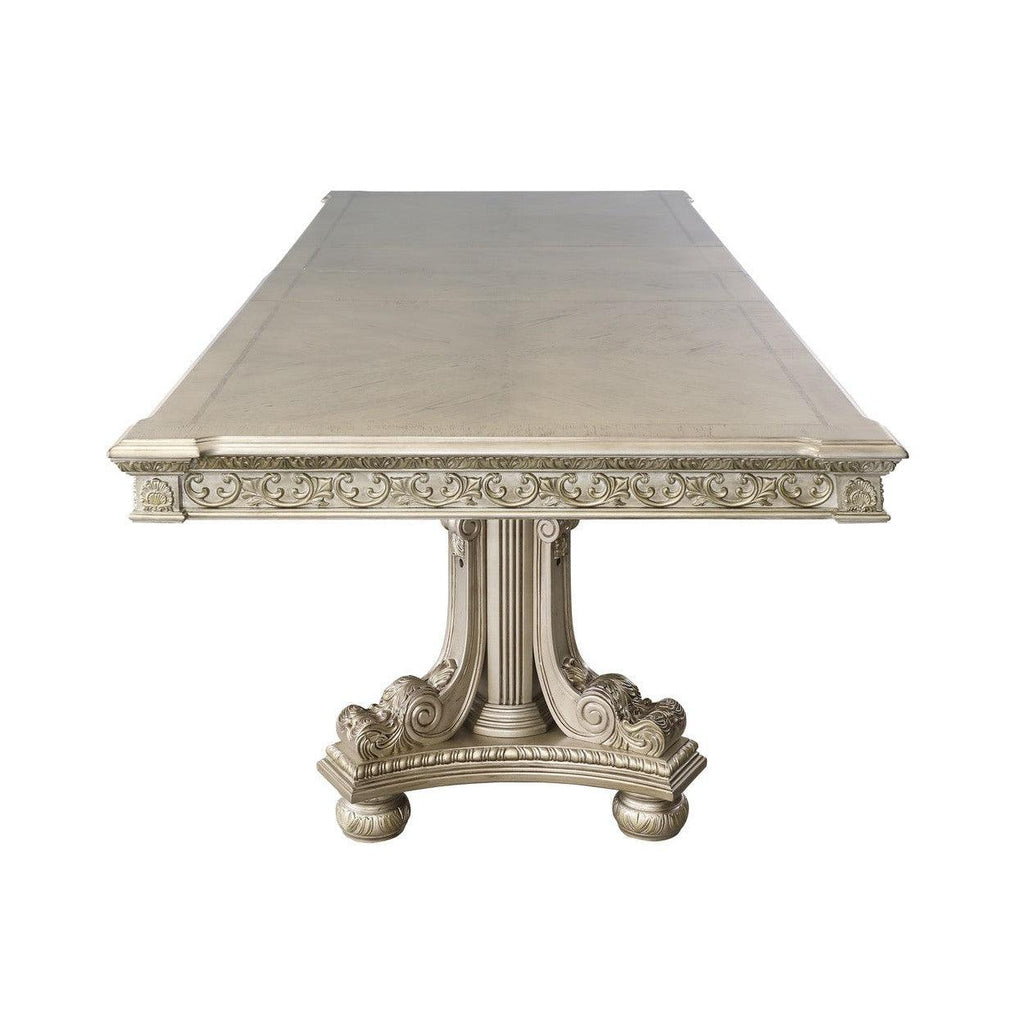 (2) Double Pedestal Table, Platinum Gold Finish 1824PG-112*
