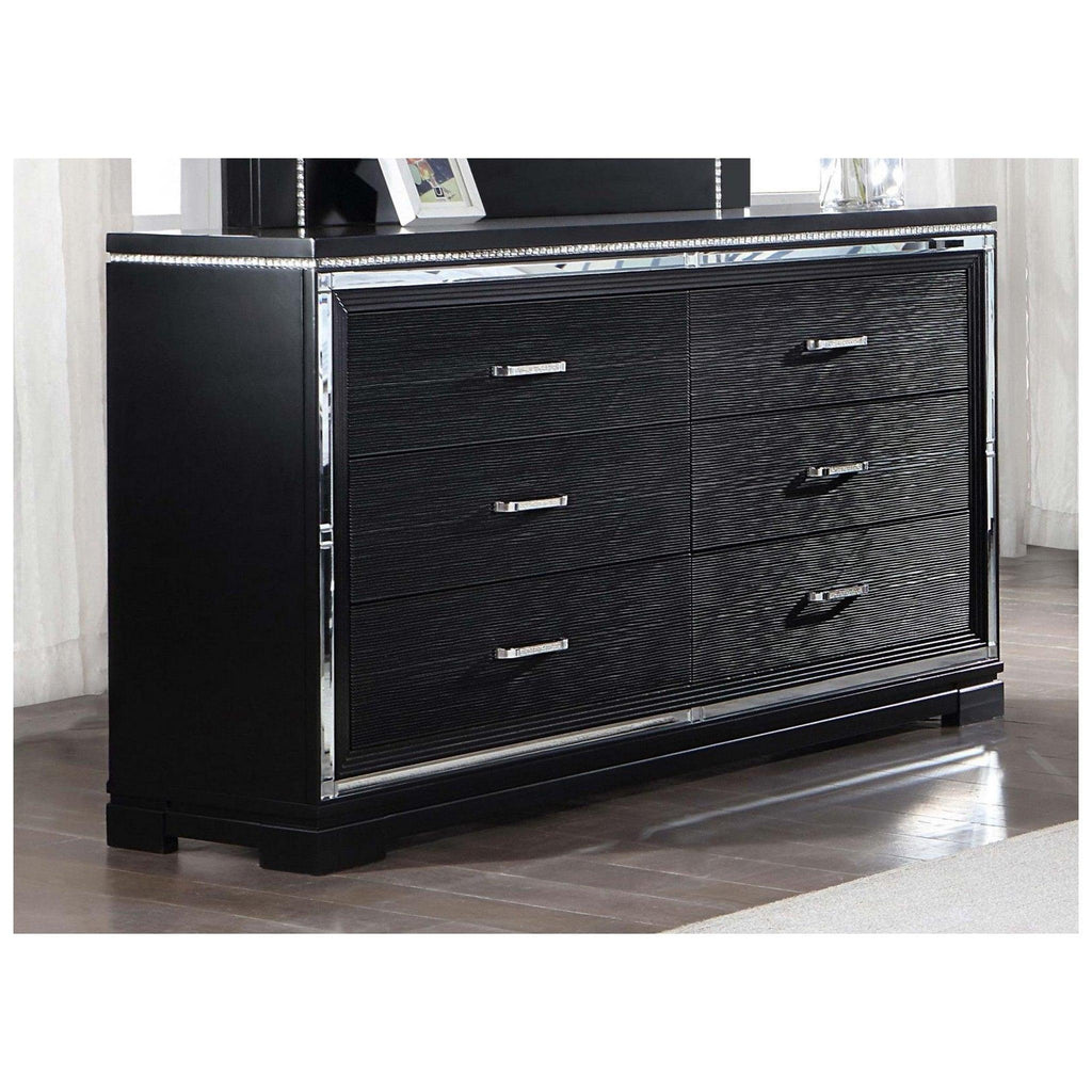Eleanor Rectangular 6-drawer Dresser Silver and Black 223363