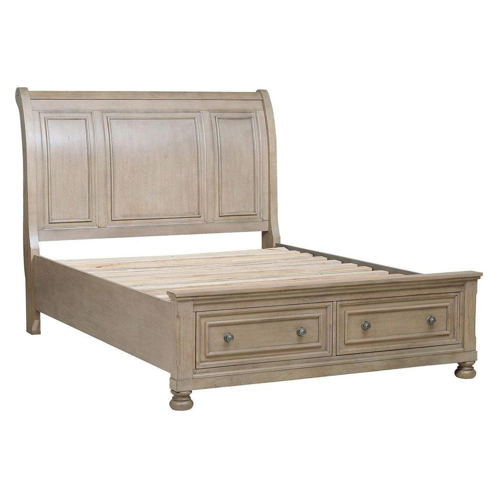 (3) QUEEN SLEIGH BED W/ FOOTBOARD STORAGE 2259GY-1*