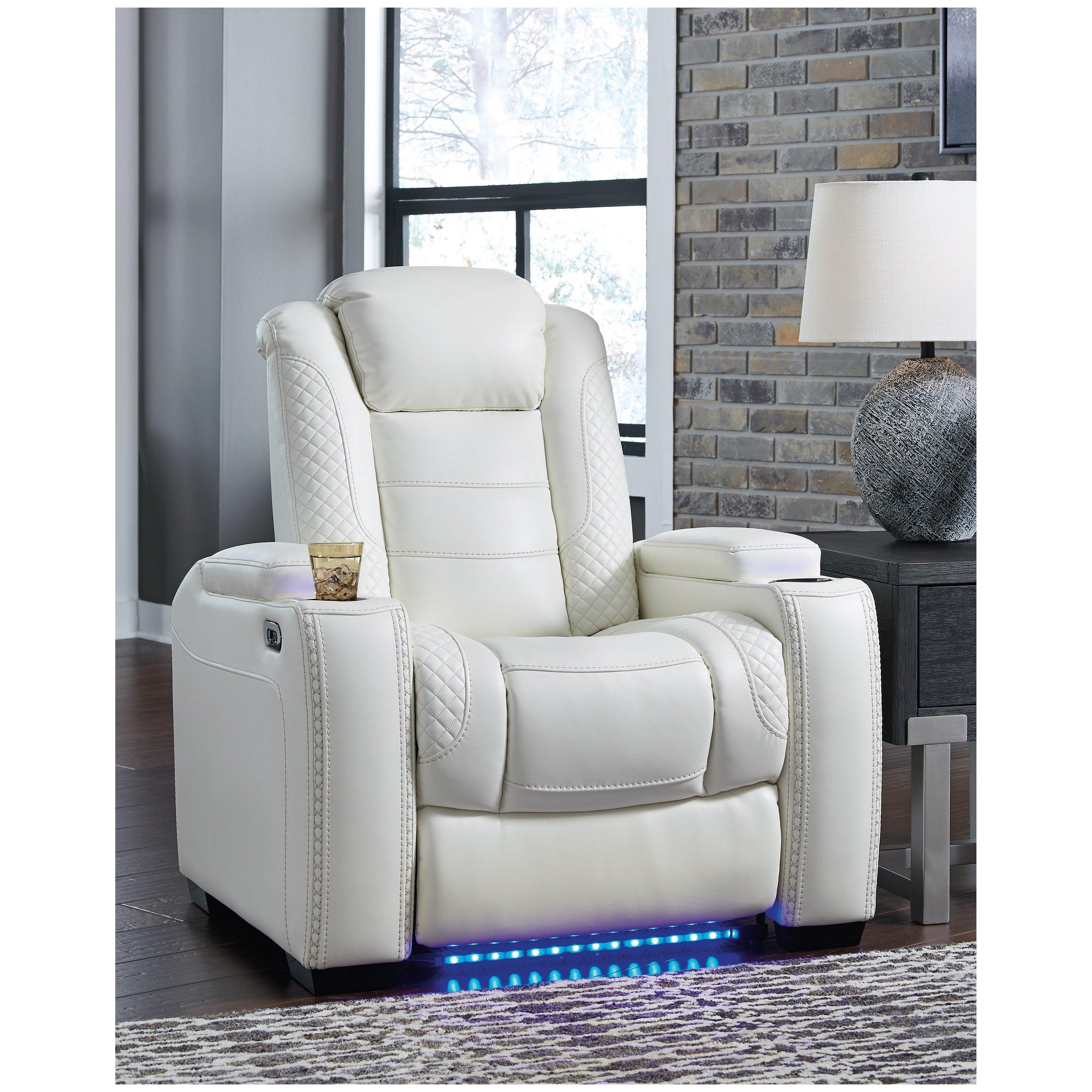 Signature Design by Ashley Party Time Power Recliner with Power Headrest in  Midnight