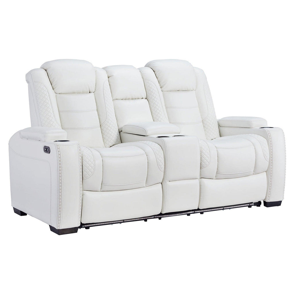 Party Time Power Reclining Loveseat With Console - Oak & Sofa Liquidators