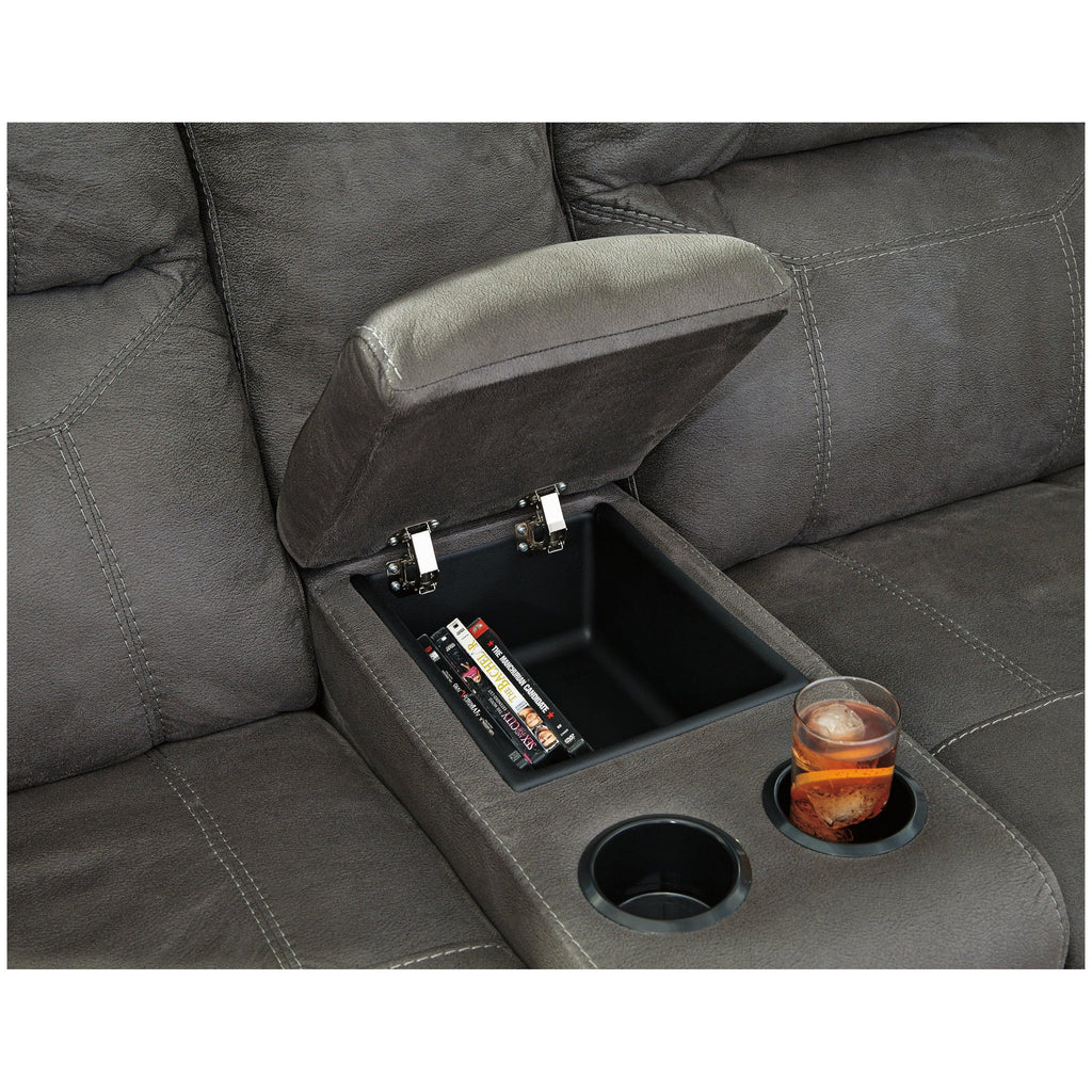 Austere Reclining Loveseat with Console Ash-3840194