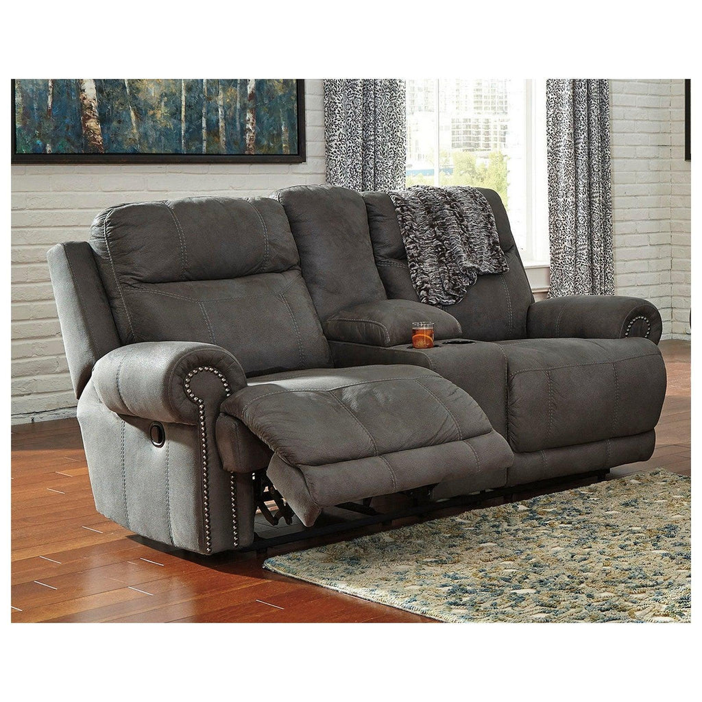 Austere Reclining Loveseat with Console Ash-3840194