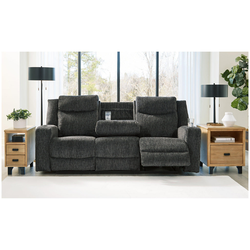 Martinglenn Reclining Sofa with Drop Down Table Ash-4650489