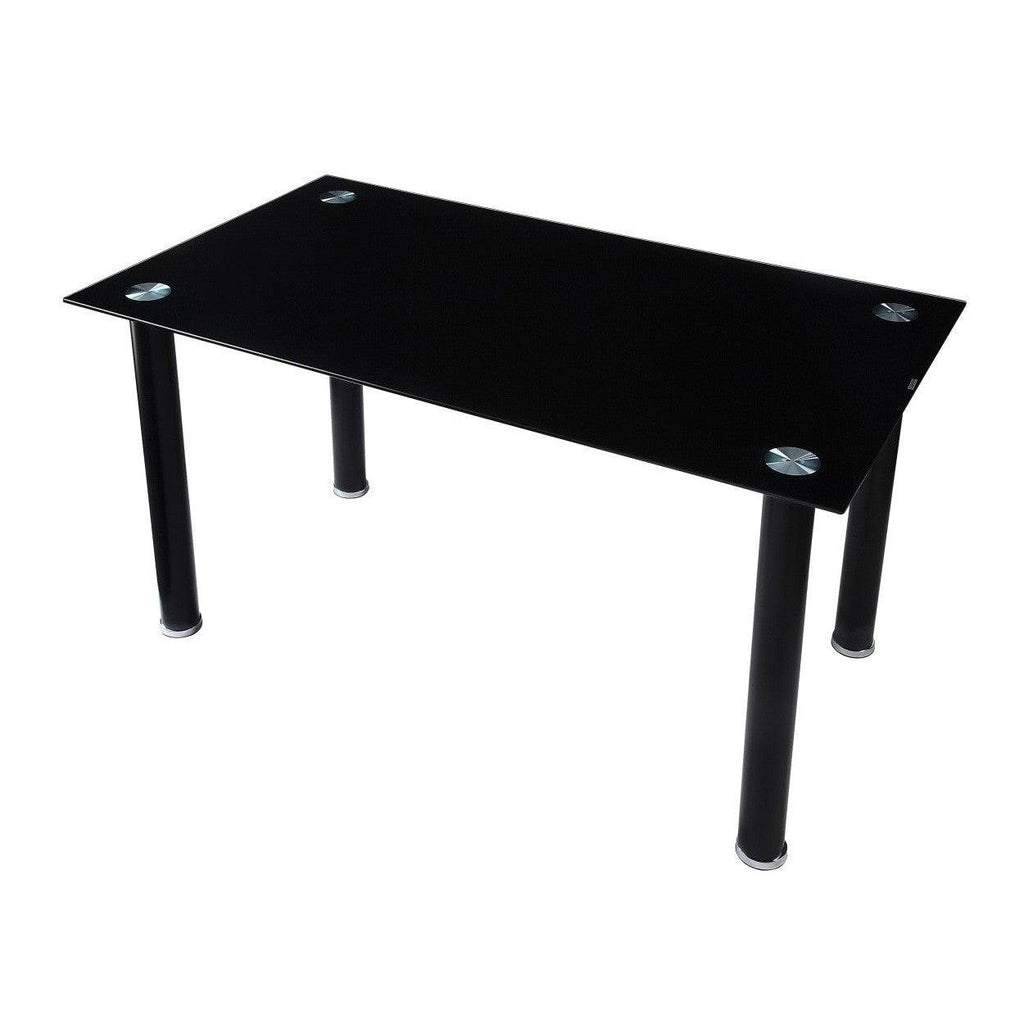 (2) DINING TABLE W/BLACK GLASS TOP 5538BK*