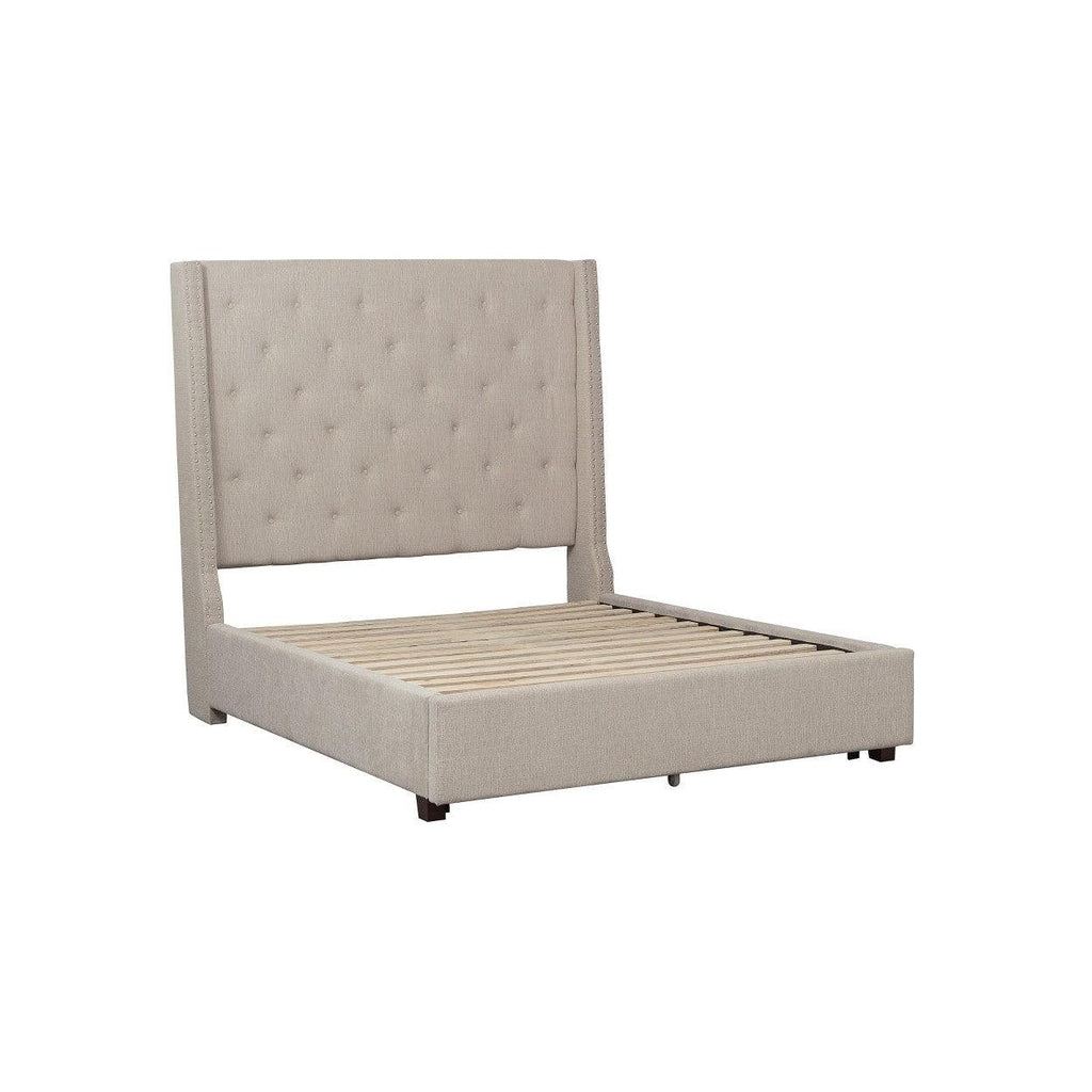 (2) FULL BED, BEIGE FABRIC 5877FBE-1*
