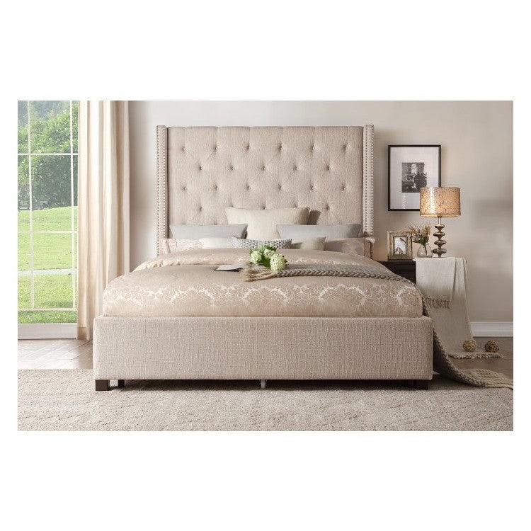 (2) FULL BED, BEIGE FABRIC 5877FBE-1*