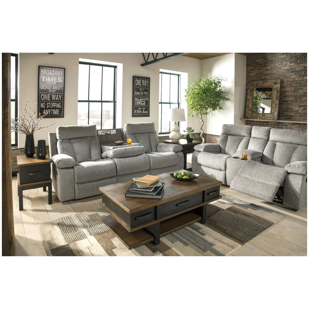 Mitchiner Reclining Sofa with Drop Down Table Ash-7620489