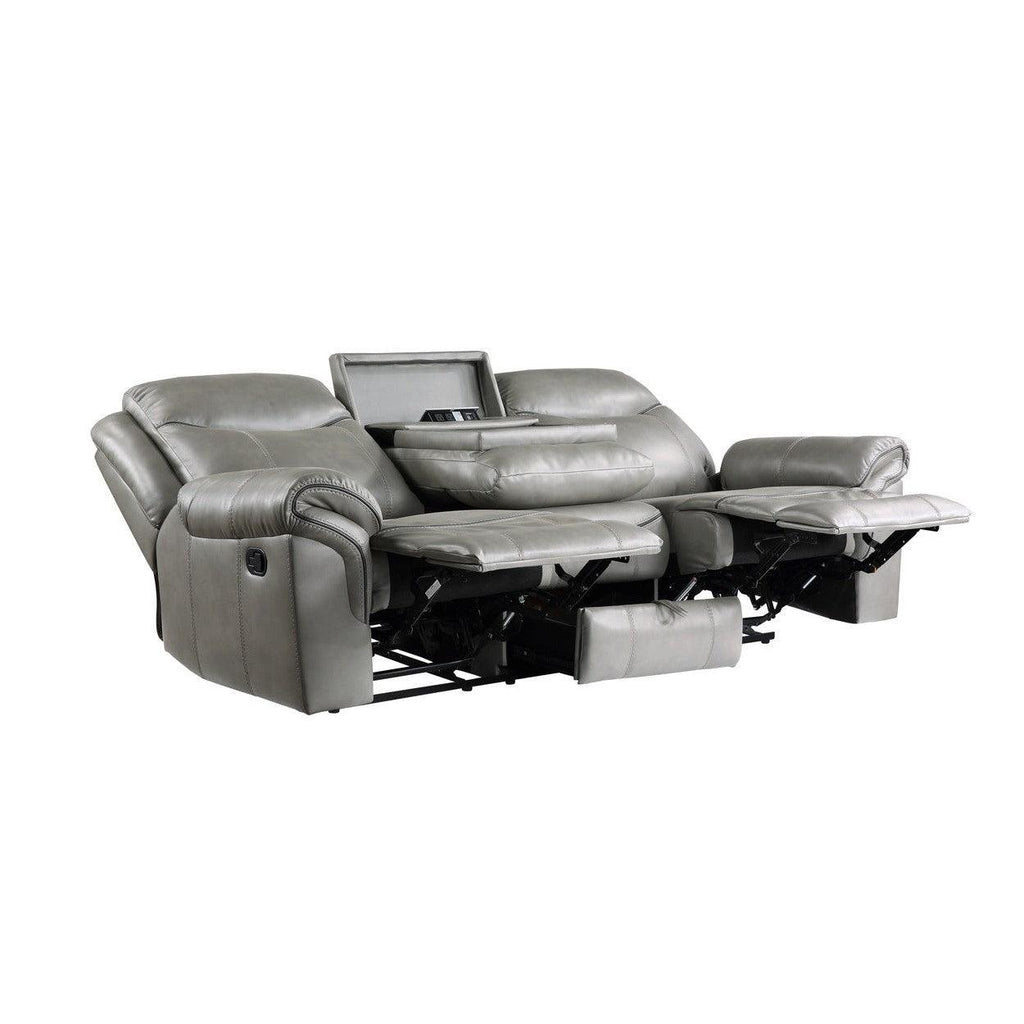 D.RECLNG SOFA W/CENTER DROP DOWN CUP HOLDERS, RECEPTACLES, HIDDEN DRAWER & USB PORTS 8206GRY-3