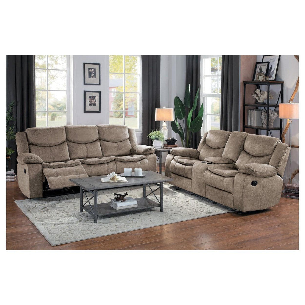 DOUBLE GLIDER RECLINING LOVE SEAT WITH CONSOLE, 100% POLYESTER 8230FBR-2