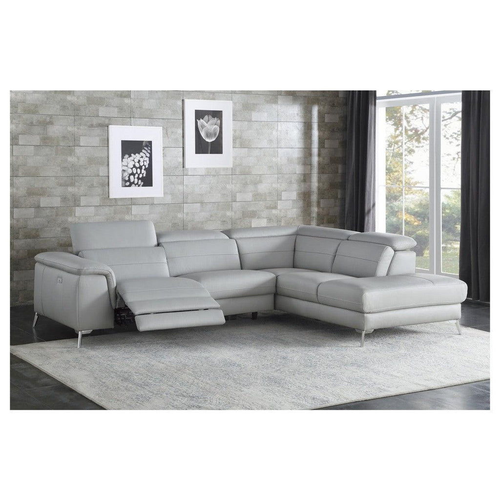 2PC SET:SECTIONAL, ALL GENUINE LEATHER 8256GY*