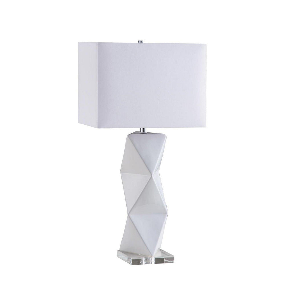 Camie Geometric Ceramic Base Table Lamp White 902937